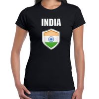 India fun/ supporter t-shirt dames met Indiaanse vlag in vlaggenschild 2XL  -