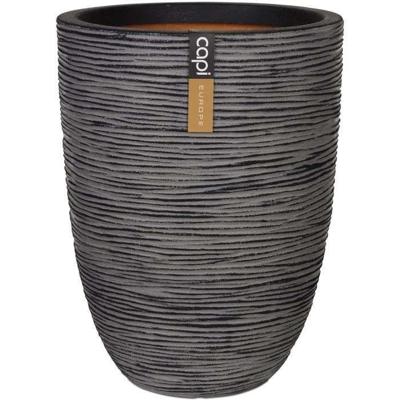 Capi Bloempot Nature Rib elegant laag 46 x 58 cm Antraciet KOFZ783