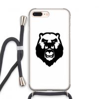 Angry Bear (white): iPhone 8 Plus Transparant Hoesje met koord