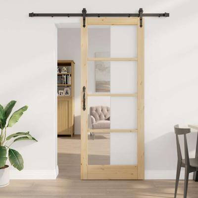 Glijdende Deur met Set voor Bevestiging 83x211 cm Massief Hout van Grenen