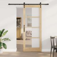 Glijdende Deur met Set voor Bevestiging 83x211 cm Massief Hout van Grenen
