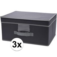 3x Grijze opbergdozen/opbergboxen met vaste deksel 39 cm