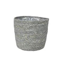 Ter Steege Plantenpot - grijs - gevlochten zeegras - 18 x 16 cm - plastic binnenkant