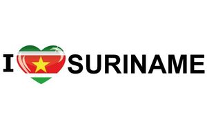 Set van 5x stuks i Love Suriname vlag sticker 19.6 cm