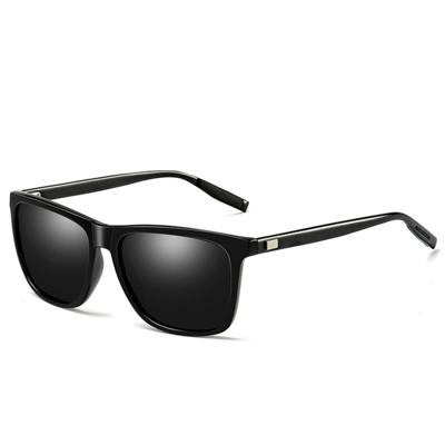 Mannen Retro Fashion Aluminium Magnesium Frame UV400 gepolariseerde zonnebril (zwart + grijs)