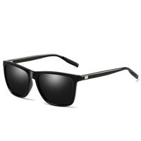 Mannen Retro Fashion Aluminium Magnesium Frame UV400 gepolariseerde zonnebril (zwart + grijs)