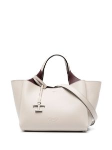 Tod's sac cabas en cuir à plaque logo - Gris