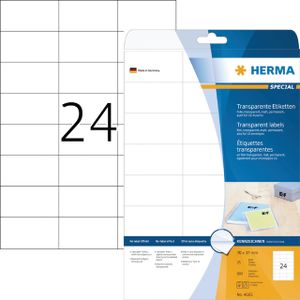 HERMA Etiketten transparant mat A4 70x37 mm folie 600 st.