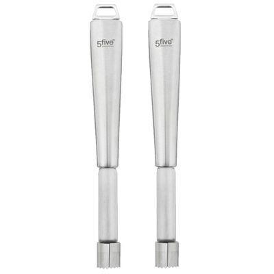 Set van 2x appelboor de luxe - zilverkleurig - RVS - 22 cm