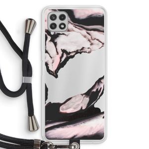 Roze stroom: Samsung Galaxy A22 4G Transparant Hoesje met koord