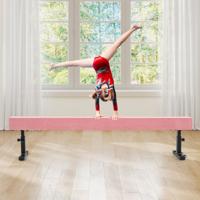 Verstelbare Evenwichtsbalk 226 cm Hoge en Lage Gymnastiekbalk met 3 Hoogtes Roze