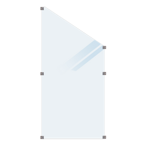 Geharde Glasplaat Mat Glas Schuine Hoek 90 x 127/180 CM