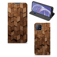 Book Wallet Case voor OPPO A73 5G Wooden Cubes