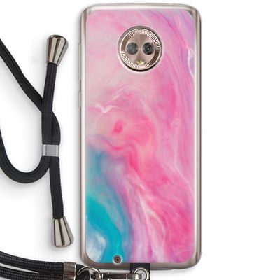Roze explosie: Motorola Moto G6 Transparant Hoesje met koord