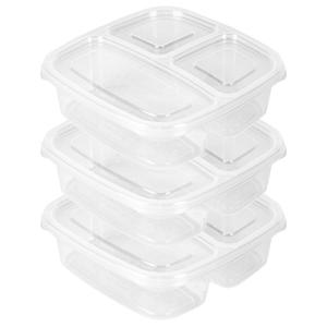 PlasticForte Vershoudbakje - 3x - 3-vaks - 1,2L - meal prep - herbruikbaar - transparant