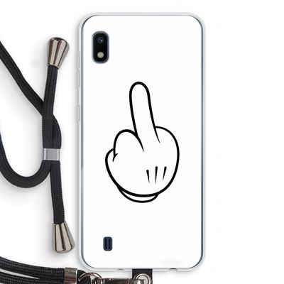 Middle finger white: Samsung Galaxy A10 Transparant Hoesje met koord