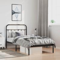 Bedframe met hoofdbord metaal zwart 100x190 cm