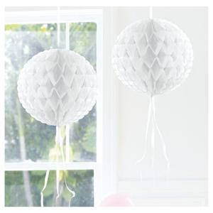 Decoratie bol - wit - 30 cm - crepe papier - versiering - feestversiering