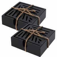 Onderzetters voor glazen - 8x - Vierkant - hout - zwart - 10 x 10 cm