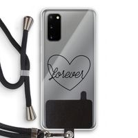 Forever heart black: Samsung Galaxy S20 Transparant Hoesje met koord