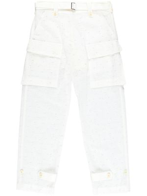 sacai pantalon à logo brodé - Blanc