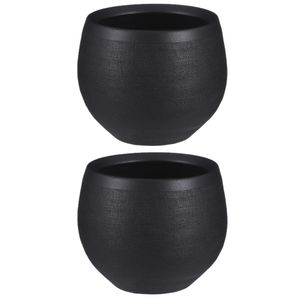 3x stuks bloempot in het mat zwart keramiek voor kamerplant H15 x D18 cm