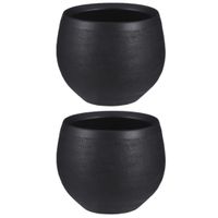 3x stuks bloempot in het mat zwart keramiek voor kamerplant H15 x D18 cm