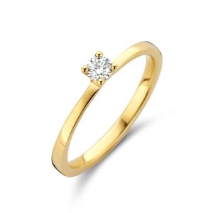 Ring Solitiair geelgoud-diamant 0.15ct H Si 3,5 mm