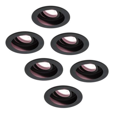 Set van 6 Laredo smart inbouwspots - Wifi + Bluetooth - RGBWW - GU10 - Kantelbaar - Google Home, Amazon Alexa en Siri - IP20 voor binnen - Zwart - Verzonken