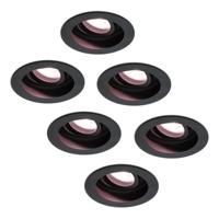 Set van 6 Laredo smart inbouwspots - Wifi + Bluetooth - RGBWW - GU10 - Kantelbaar - Google Home, Amazon Alexa en Siri - IP20 voor binnen - Zwart - Verzonken