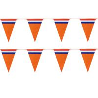 Bellatio Decorations Slinger oranje - 2 stuks - Holland vlaggenlijn - 10 meter   -