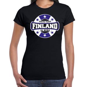 Have fear Finland is here / Finland supporter t-shirt zwart voor dames 2XL  -