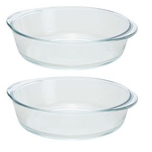 2x Ovenschalen rond glas 1,5 liter