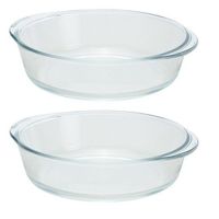 2x Ovenschalen rond glas 1,5 liter - thumbnail