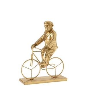 J-Line decoratie Aap Fiets - polyresin - goud - large