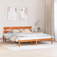 Bedframe met hoofdeinde Bruin 200 x 200 cm Massief grenenhout