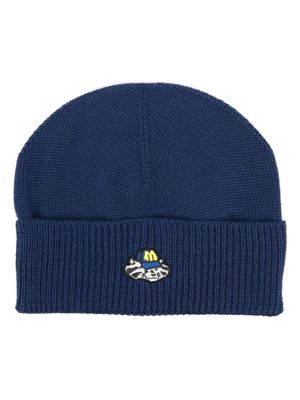 MSGM bonnet en maille à patch logo - Bleu