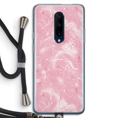 Abstract Painting Pink: OnePlus 7 Pro Transparant Hoesje met koord