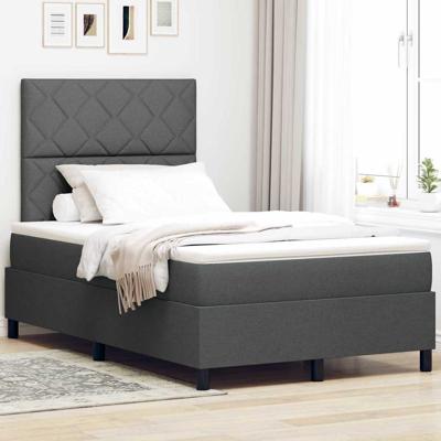 Boxspring bed met matras Donkergrijs 120 x 190 cm Stof