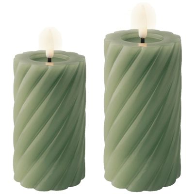 Luxe LED kaarsen/stompkaarsen - set 2x st - groen - D7,5 - met timer