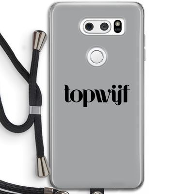 Topwijf Grijs Zwart: LG V30 Transparant Hoesje met koord