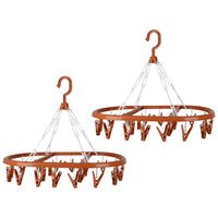 Wasgoed droogcarrousel/droogmolen - 2x - 20 clips/knijpers - terra - kunststof - 30 x 42 cm