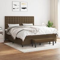 Boxspring met matras stof donkerbruin 160x200 cm