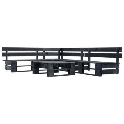 4-delige Loungeset pallet hout zwart