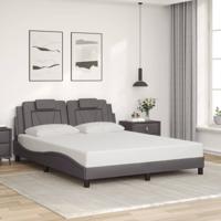 Bedframe met hoofdbord kunstleer grijs 160x200 cm