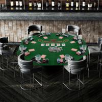 Pokermat 120 x 120 cm Texas Hold'em Pokertafelhoes Opvouwbaar voor 8 Spelers met Bekerhouders Groen