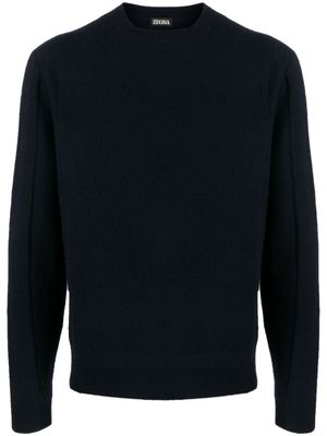 Zegna pull en laine à effet brossé - Bleu