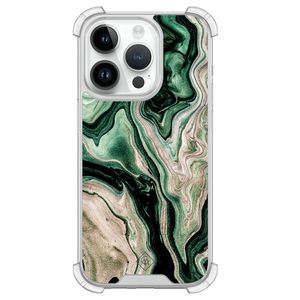 iPhone 14 Pro siliconen shockproof hoesje - Green waves