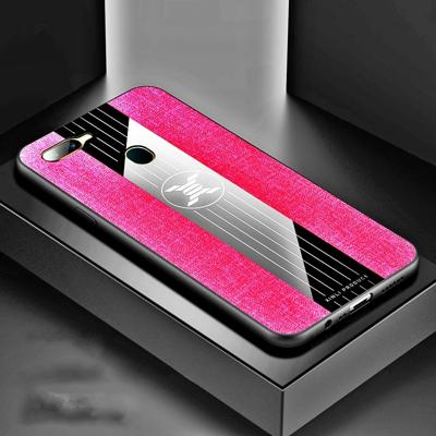 Voor OPPO A7 XINLI stiksels doek Textue schokbestendig TPU beschermhoes (rood)