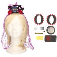 Verkleed setje Day of the Dead - sugar skull schmink en diadeem - Halloween/Carnaval accessoires - thumbnail